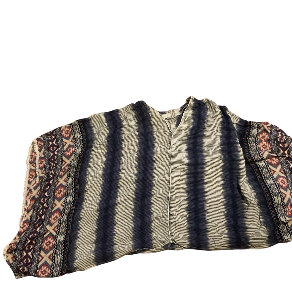 Freeway Aztec striped‎ southwestern cowboy festival poncho